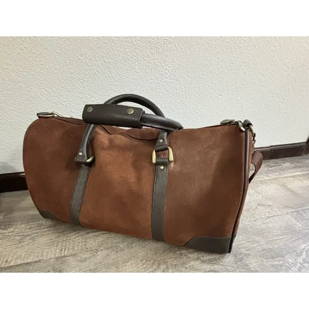 Vintage Marlboro 2003 Guts Grit Gear Brown Suede Leather Duffle Travel Bag RARE